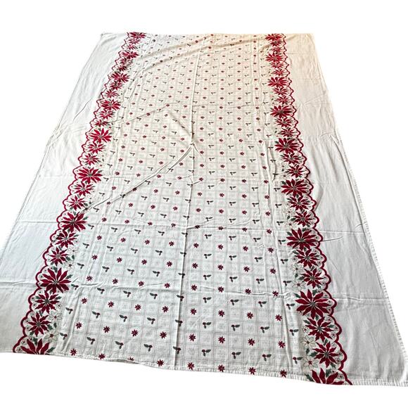 Martha Stewart cotton Christmas tablecloth farmhouse cottage style rectangle - Picture 2 of 8